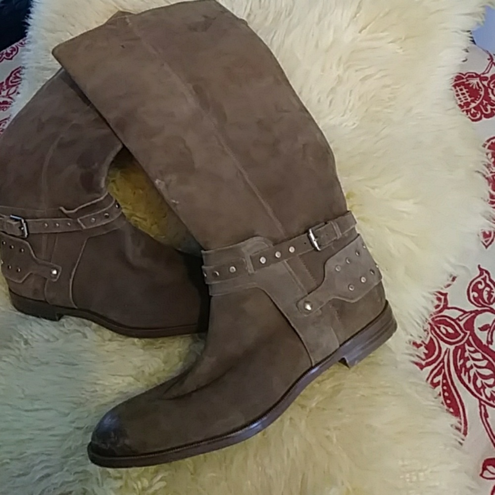 *Nine West tan leather stressed boots sz 8